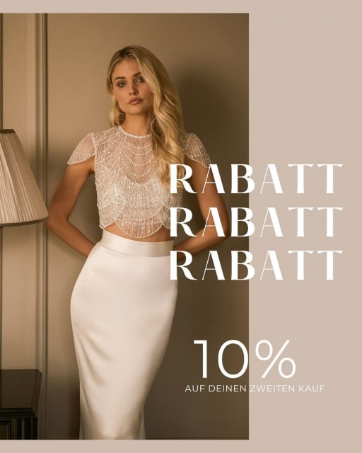 10% RABATT 🤍

Du bist schon bei uns fündig geworden – sei es für deinen Standesamt-Look oder das große Brautkleid? 

Wie schön!
Als Dankeschön bekommst du 10% Rabatt auf deinen zweiten Kauf – egal, ob du dich erst fürs Standesamt oder schon fürs große Ja-Wort entschieden hast. 🤍

wir freuen uns, dich wiederzusehen!
